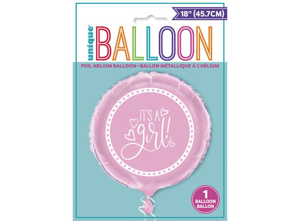 Folieballong - Baby Shower Pink Hearts 46cm