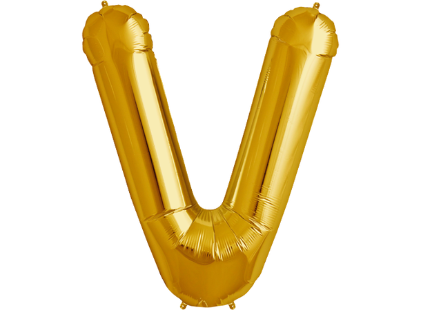 Bokstav V Gold 1 Folieballong - 86cm (34")