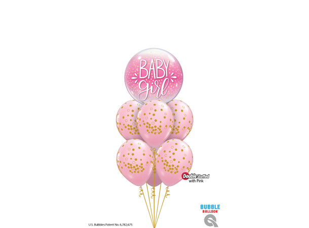 Premium Folieballong - "Baby Girl" Rosa Prikkete - 46cm