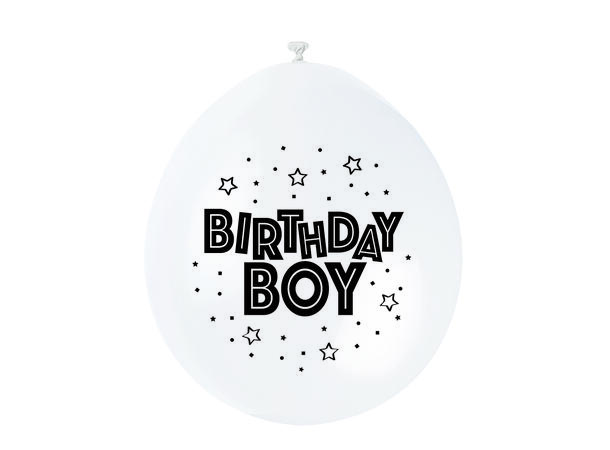 Ballonger - "Birthday Boy" - Blå og Hvit 25cm - 10pk