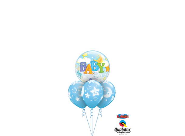 Premium Folieballong - "Baby Boy" Måne og Stjerner - 46cm