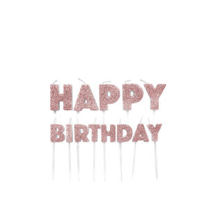 Kakelys - "Happy Birthday" - Rosegull Glitter - 13pk