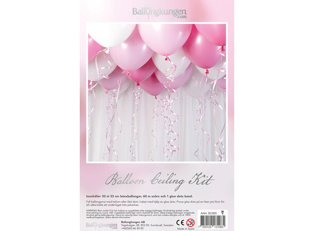 Ballongdekorkit - Baby Rosa 1 Ballongdekorasjon av gummiballonger