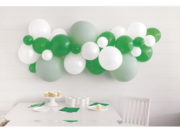 Ballongbuekit - Hvit/Grønn - Botanical 1 Sett med ca 30 ballonger