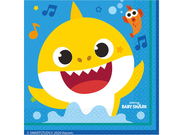 Papirservietter - Baby Shark 33x33cm - 16pk