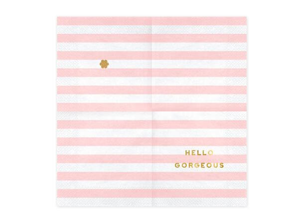 Servietter - "Hello Gorgeous" - Lys Rosa Striper - 33cm - 20pk
