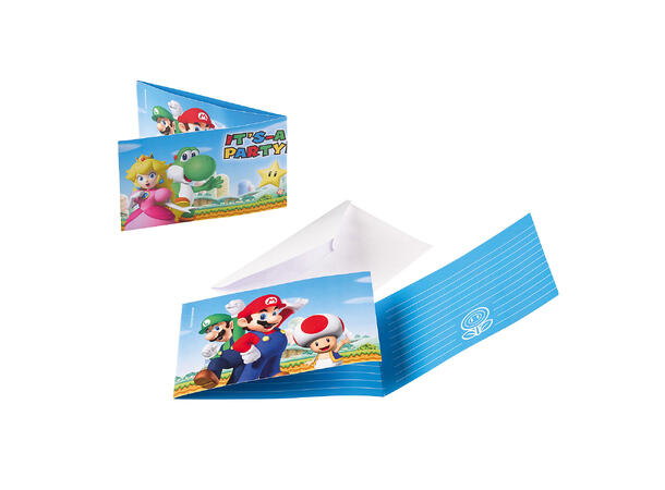 Invitasjoner - Super Mario - Papir 8x14cm - 8pk