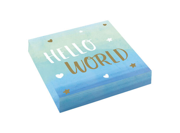 Papirservietter - "Hello World" - Gutt Babyshower - 33cm - 16pk