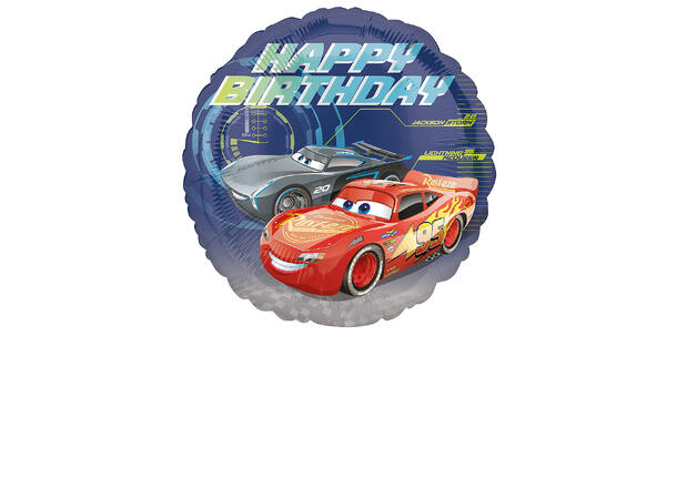 Folieballong - "Happy Birthday" - Cars Bilerr - 43cm