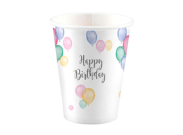 Kopper - "Happy Birthday" - Pastell 2.5dl - 8pk