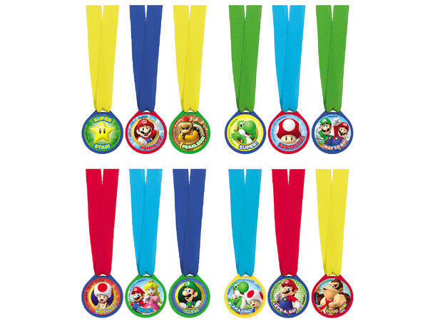 Medaljer - Super Mario - Farger 12pk