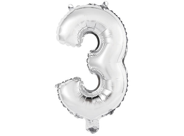 Tallballong - Nummer 3 - Sølv Folie - 35cm