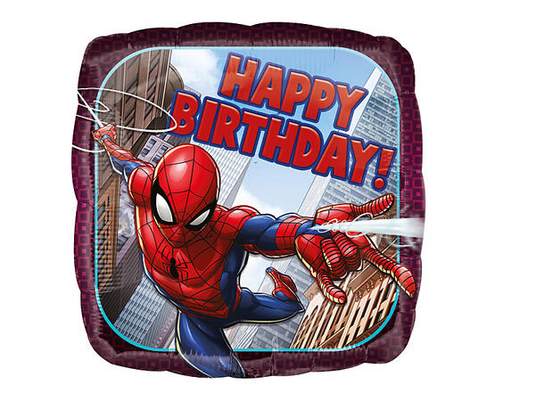 Folieballong - Spiderman Happy Birthday Firkantet - 43cm