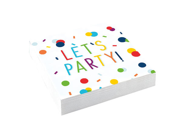 Papirservietter - Let's Party - Konfetti 25cm - 20pk