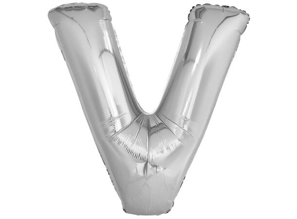 Bokstavballong - Bokstav V - Sølv Folie - 86cm