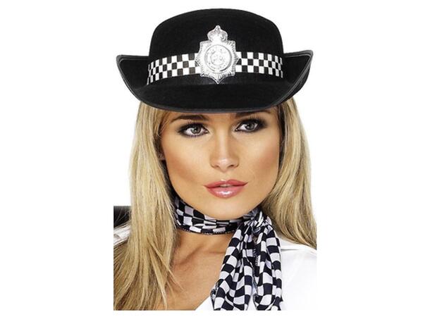 Hatt - Politi UK - Sort med Merke Dame - Onesize