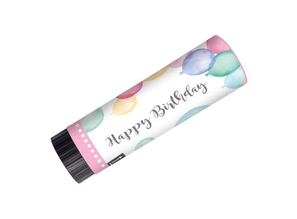 Konfettikanoner - "Happy Birthday" Pastell - 15cm - 2pk