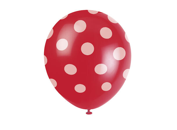 Ballonger med Prikker - Rød 30cm - 6pk