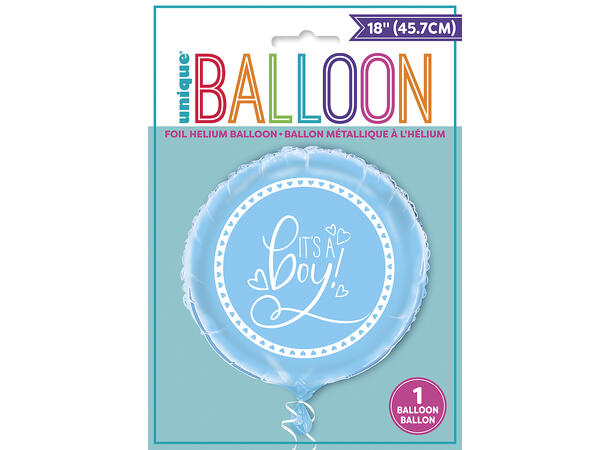 Folieballong - Baby Shower - Blue Hearts 46cm