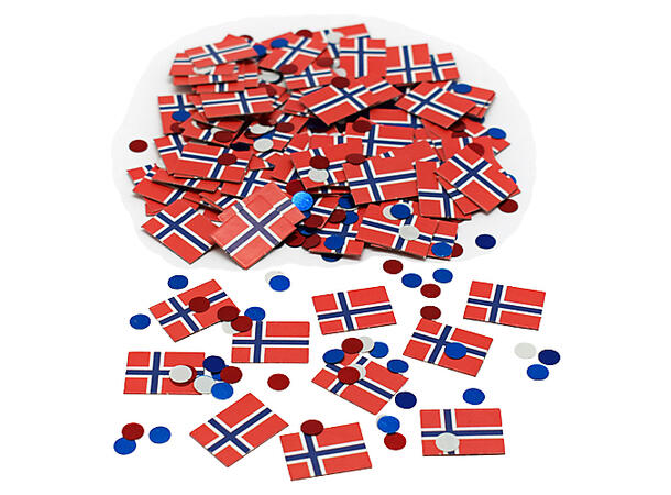 Norske flagg og rund foliekonfetti 1 Pose med papirkonfetti