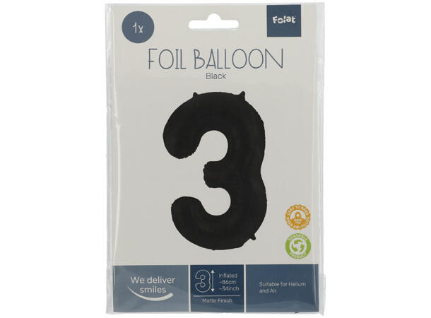 Tallballong Folie - Nummer 3 - Sort 86cm