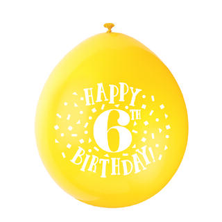 Ballonger - 6 År "Happy 6th Birthday" Assortert - 25cm - 10pk