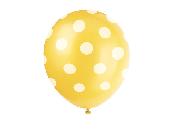 Ballonger med Prikker - Gul 30cm - 6pk