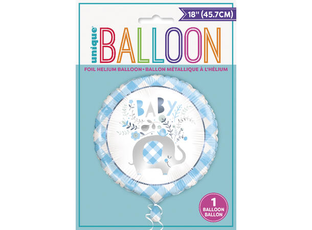 Folieballong - Babyshower Umbrellaphants Blå - 46cm
