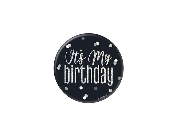 Merke - "It's My Birthday" - Sort & Sølv 7.5cm