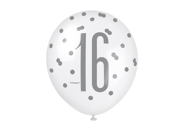 Ballonger - 16 År - Blå & Sølv 30cm - 6pk
