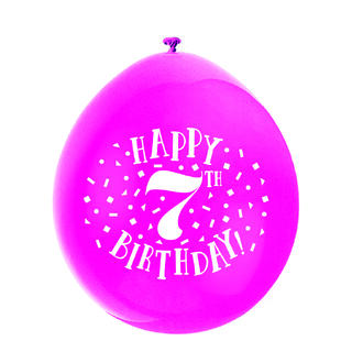 Ballonger - 7 År "Happy 7th Birthday" Assortert - 25cm - 10pk