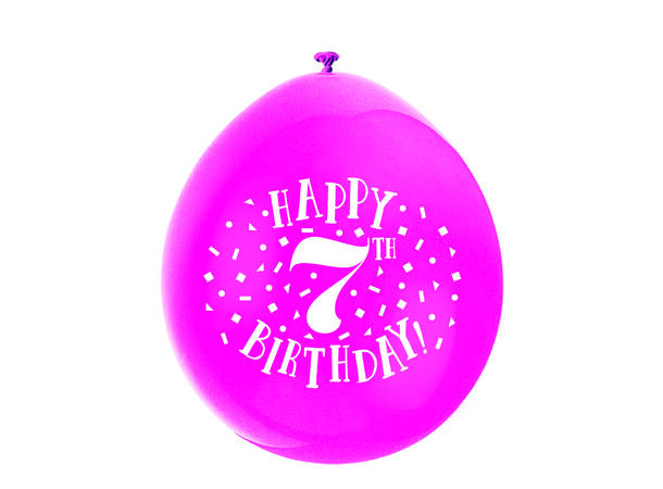Ballonger - 7 År "Happy 7th Birthday" Assortert - 25cm - 10pk