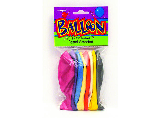 Ballonger Perlemor - Div. Pastell 30cm - 8pk