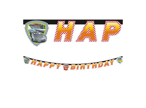 Bokstavbanner - Cars - "Happy Birthday" Papp - Biler