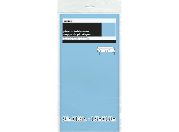 Ensfarget Lys Blå 1 Plastikkduk firkantet - 137x274cm