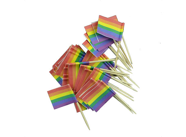 Rainbow - Cocktailpinner 50 Flaggpicks i papir - 6,5cm