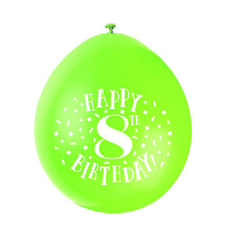 Ballonger - 8 År "Happy 8th Birthday" Assortert - 25cm - 10pk
