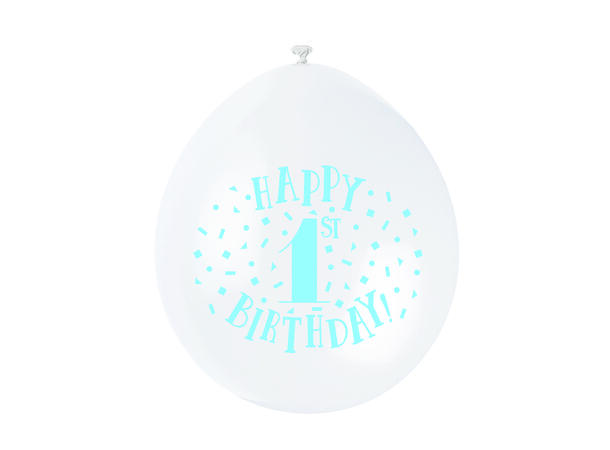 Ballonger - Første Bursdag - Blå og Hvit 25cm - 10pk