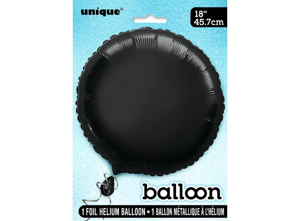 Folieballong - Rund - Sort 46cm
