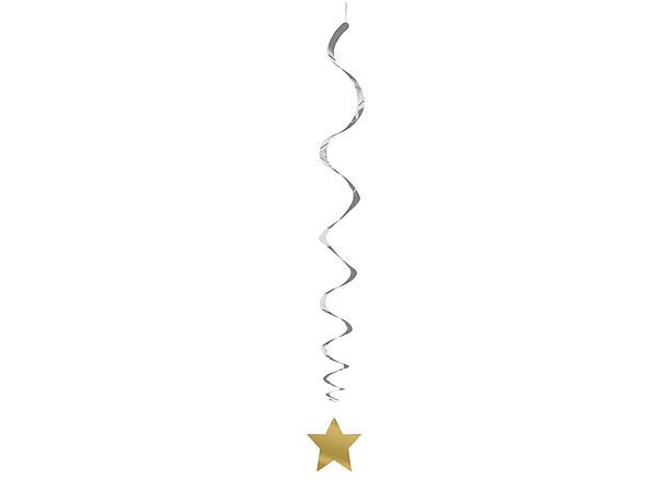 Hengende Dekorasjon - Stjerne Gull & Sølv - 66cm - 3pk