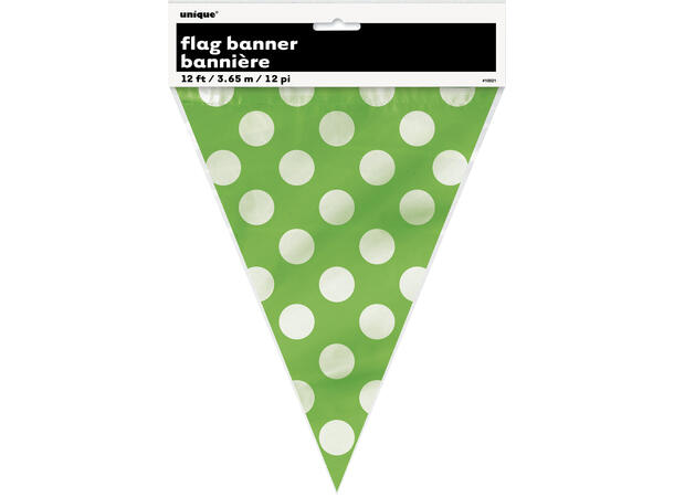 Limegrønn med Prikker - 3,5m 1 Flaggbanner i plast - 3,65m