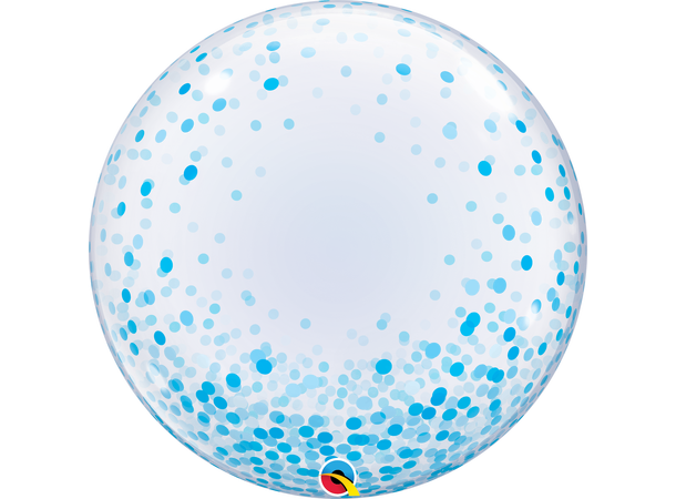 Premium Bubbleballong - Blå Konfetti Prikker - 61cm