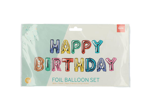 Ballongbanner - Happy Birthday - Regnbue 36cm - 13 Deler