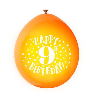 Ballonger - 9 År "Happy 9th Birthday" Assortert - 25cm - 10pk