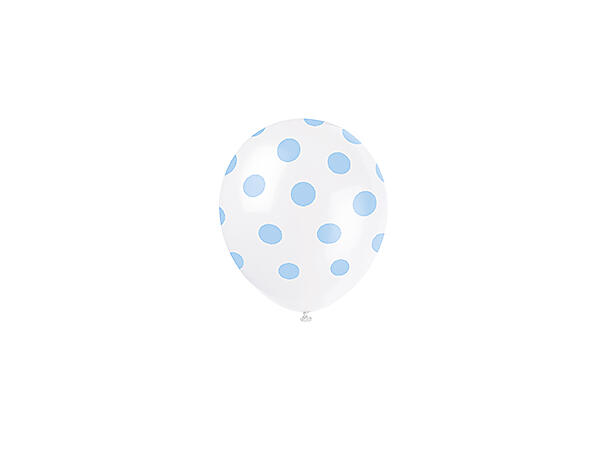 Ballonger med Prikker - Hvit og Blå 30cm - 6pk