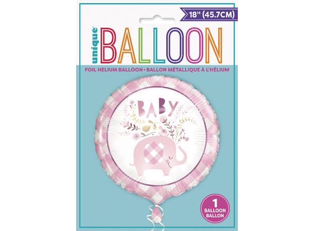 Folieballong - Babyshower Umbrellaphants Rosa - 46cm