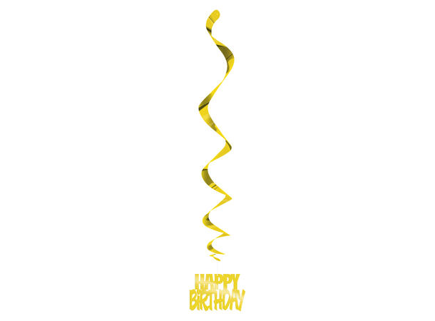 Hengende Virvel - "Happy Birthday" Gull - 81cm
