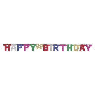 Leddbanner - Deluxe - "Happy Birthday" Glitter - 1.5m