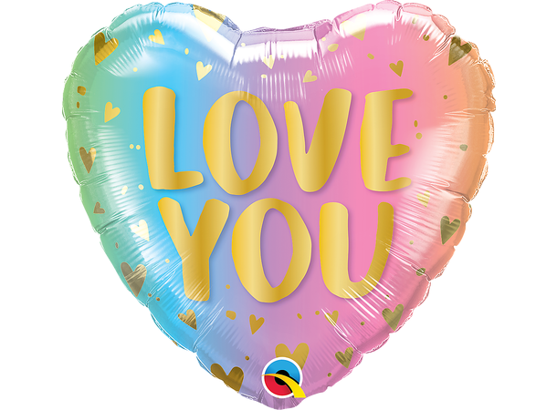 Love You Pastel Ombre & Hearts 1 Folieballong - 46cm (18")