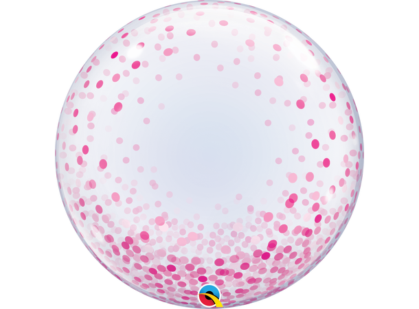 Premium Bubbleballong - Rosa Konfetti Prikker - 61cm
